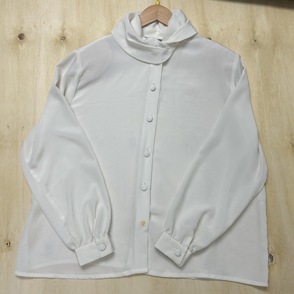 Liz Baker | Tops | Vintage Liz Baker Blouse Womens 6p Cowl Neck Button ...
